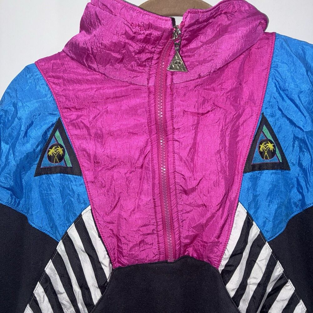 Vintage Casual Isle 90s Colorblock Pullover Jacket Flawed Size L - Picture 2 of 9